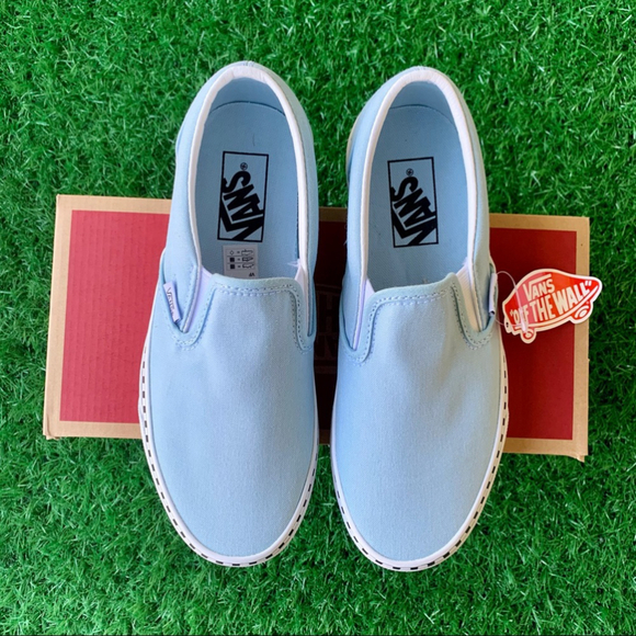 💕Vans Classic Slip On Check Foxing Cool Blue💕 - Picture 4 of 7